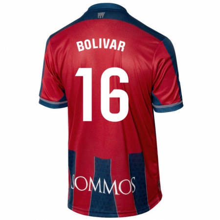 Kandiny Niño Camiseta Jovanny Bolívar #16 Rojo Azul 1ª Equipación 2024/25 La Camisa Chile