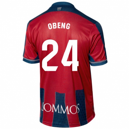 Kandiny Niño Camiseta Samuel Obeng #24 Rojo Azul 1ª Equipación 2024/25 La Camisa Chile