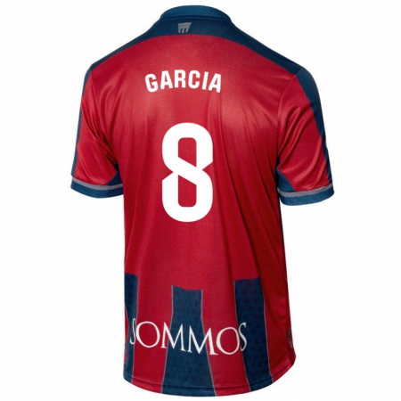 Kandiny Niño Camiseta David García #8 Rojo Azul 1ª Equipación 2024/25 La Camisa Chile