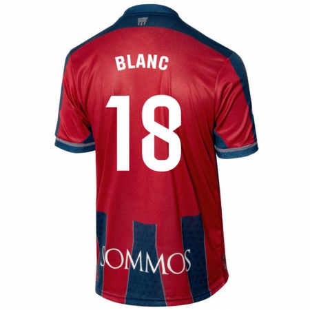 Kandiny Niño Camiseta Laia Blanc #18 Rojo Azul 1ª Equipación 2024/25 La Camisa Chile