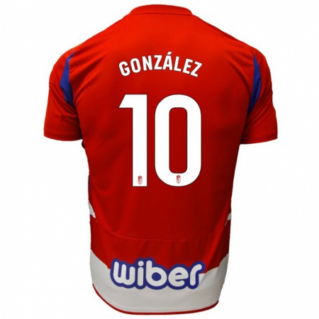 Kandiny Niño Camiseta Mario González #10 Rojo Blanco Azul 1ª Equipación 2024/25 La Camisa Chile