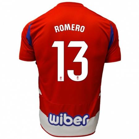 Kandiny Niño Camiseta Andrea Romero #13 Rojo Blanco Azul 1ª Equipación 2024/25 La Camisa Chile