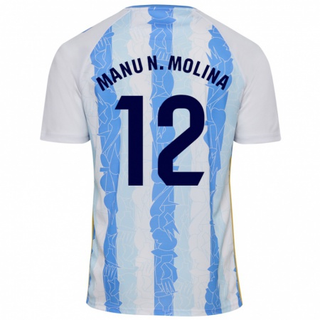 Kandiny Niño Camiseta Manu Molina #12 Blanco Azul 1ª Equipación 2024/25 La Camisa Chile