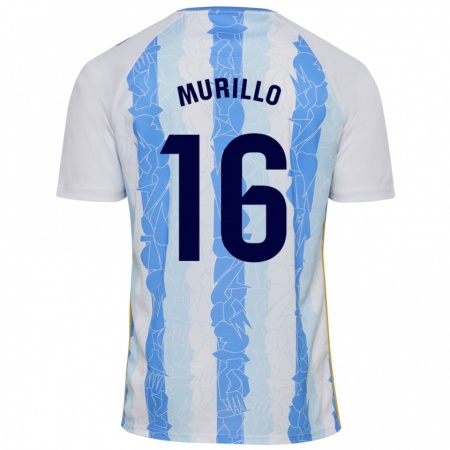 Kandiny Niño Camiseta Diego Murillo #16 Blanco Azul 1ª Equipación 2024/25 La Camisa Chile