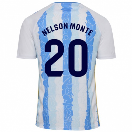 Kandiny Niño Camiseta Nélson Monte #20 Blanco Azul 1ª Equipación 2024/25 La Camisa Chile