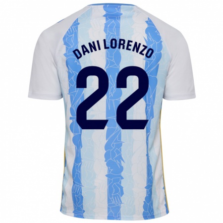 Kandiny Niño Camiseta Dani Lorenzo #22 Blanco Azul 1ª Equipación 2024/25 La Camisa Chile