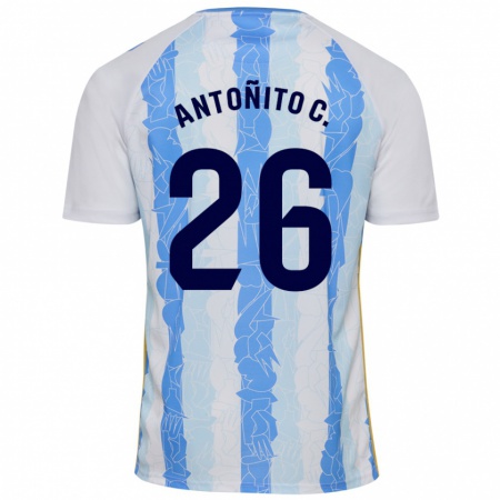 Kandiny Niño Camiseta Antonio Cordero #26 Blanco Azul 1ª Equipación 2024/25 La Camisa Chile