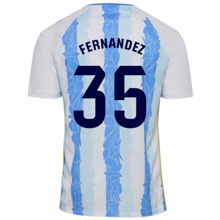 Kandiny Niño Camiseta Inés Fernández #35 Blanco Azul 1ª Equipación 2024/25 La Camisa Chile