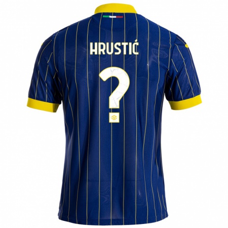 Kandiny Niño Camiseta Ajdin Hrustić #0 Azul Amarillo 1ª Equipación 2024/25 La Camisa Chile