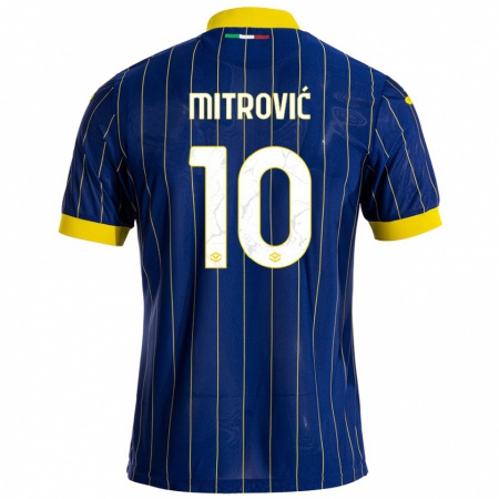 Kandiny Niño Camiseta Stefan Mitrović #10 Azul Amarillo 1ª Equipación 2024/25 La Camisa Chile