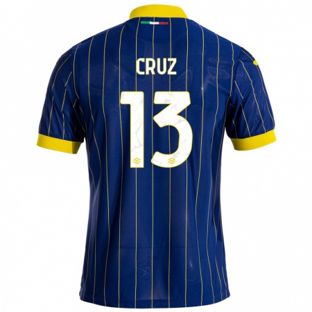 Kandiny Niño Camiseta Juan Manuel Cruz #13 Azul Amarillo 1ª Equipación 2024/25 La Camisa Chile