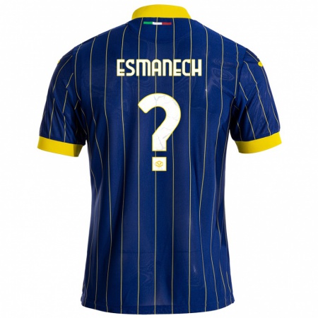 Kandiny Niño Camiseta Inigo Esmanech #0 Azul Amarillo 1ª Equipación 2024/25 La Camisa Chile