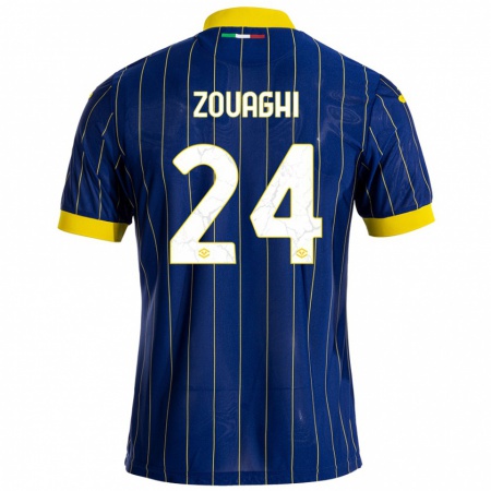 Kandiny Niño Camiseta Thomas Zouaghi #24 Azul Amarillo 1ª Equipación 2024/25 La Camisa Chile