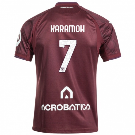 Kandiny Niño Camiseta Yann Karamoh #7 Granate Blanco 1ª Equipación 2024/25 La Camisa Chile