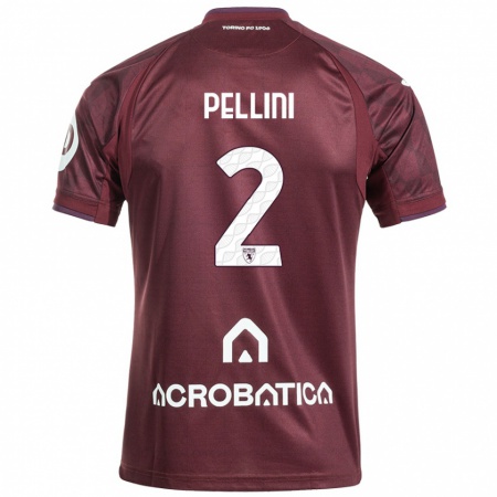 Kandiny Niño Camiseta Mattia Pellini #2 Granate Blanco 1ª Equipación 2024/25 La Camisa Chile