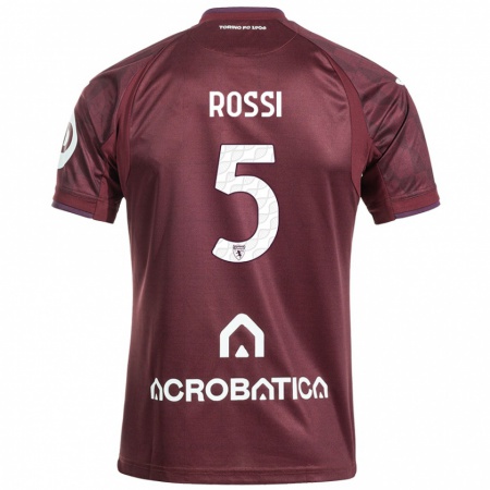 Kandiny Niño Camiseta Simone Rossi #5 Granate Blanco 1ª Equipación 2024/25 La Camisa Chile