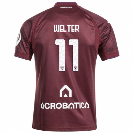 Kandiny Niño Camiseta Francesca Welter #11 Granate Blanco 1ª Equipación 2024/25 La Camisa Chile