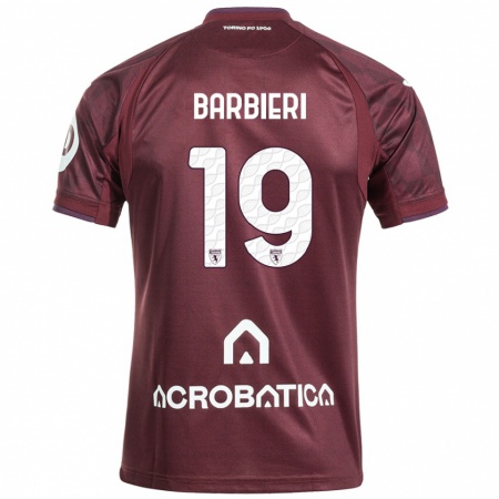 Kandiny Niño Camiseta Raffaella Barbieri #19 Granate Blanco 1ª Equipación 2024/25 La Camisa Chile