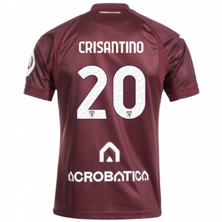 Kandiny Niño Camiseta Giulia Crisantino #20 Granate Blanco 1ª Equipación 2024/25 La Camisa Chile