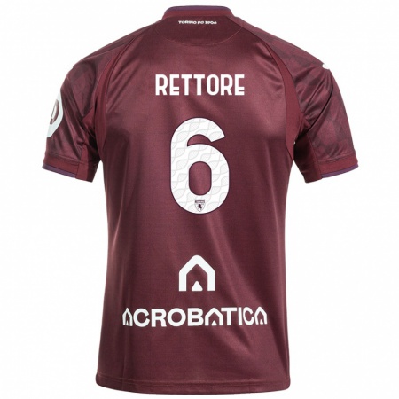 Kandiny Niño Camiseta Mirko Rettore #6 Granate Blanco 1ª Equipación 2024/25 La Camisa Chile