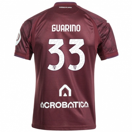 Kandiny Niño Camiseta Rita Guarino #33 Granate Blanco 1ª Equipación 2024/25 La Camisa Chile