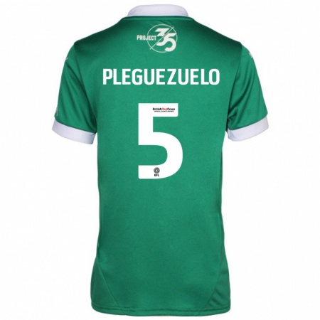 Kandiny Niño Camiseta Julio Pleguezuelo #5 Verde Blanco 1ª Equipación 2024/25 La Camisa Chile