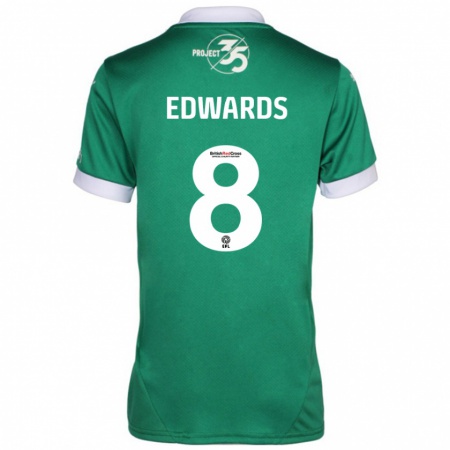 Kandiny Niño Camiseta Joe Edwards #8 Verde Blanco 1ª Equipación 2024/25 La Camisa Chile