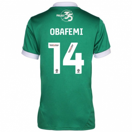 Kandiny Niño Camiseta Michael Obafemi #14 Verde Blanco 1ª Equipación 2024/25 La Camisa Chile