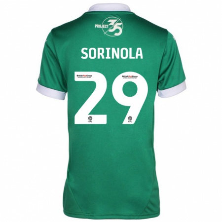 Kandiny Niño Camiseta Matthew Sorinola #29 Verde Blanco 1ª Equipación 2024/25 La Camisa Chile