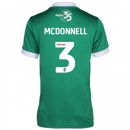 Kandiny Niño Camiseta Rosie Mcdonnell #3 Verde Blanco 1ª Equipación 2024/25 La Camisa Chile