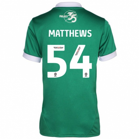 Kandiny Niño Camiseta Jack Matthews #54 Verde Blanco 1ª Equipación 2024/25 La Camisa Chile