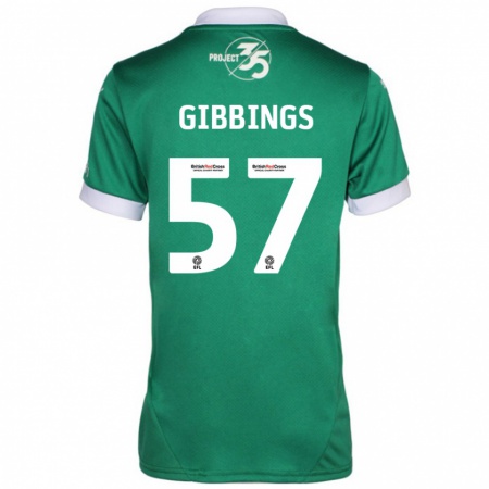 Kandiny Niño Camiseta Cole Gibbings #57 Verde Blanco 1ª Equipación 2024/25 La Camisa Chile