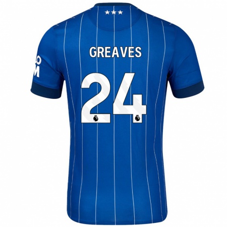 Kandiny Niño Camiseta Jacob Greaves #24 Azul Marino 1ª Equipación 2024/25 La Camisa Chile