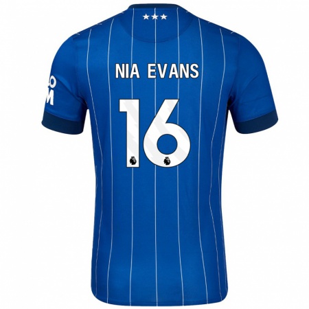 Kandiny Niño Camiseta Nia Evans #16 Azul Marino 1ª Equipación 2024/25 La Camisa Chile