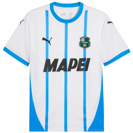 Kandiny Niño Camiseta Davina Philtjens #2 Blanco Azul 2ª Equipación 2024/25 La Camisa Chile