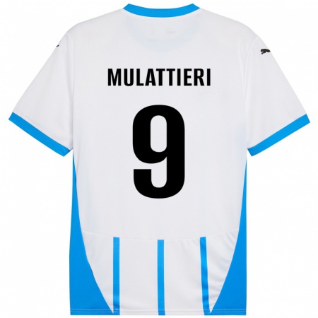 Kandiny Niño Camiseta Samuele Mulattieri #9 Blanco Azul 2ª Equipación 2024/25 La Camisa Chile