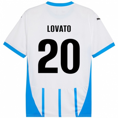 Kandiny Niño Camiseta Matteo Lovato #20 Blanco Azul 2ª Equipación 2024/25 La Camisa Chile