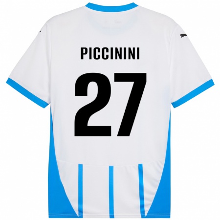 Kandiny Niño Camiseta Stefano Piccinini #27 Blanco Azul 2ª Equipación 2024/25 La Camisa Chile