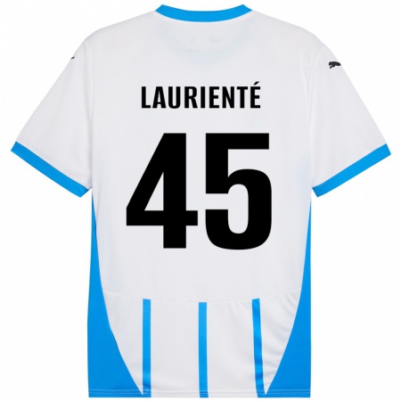 Kandiny Niño Camiseta Armand Laurienté #45 Blanco Azul 2ª Equipación 2024/25 La Camisa Chile