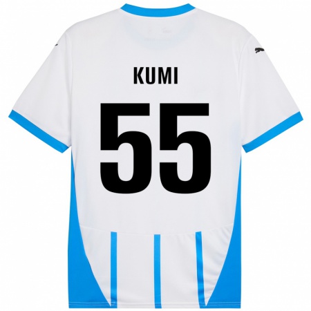 Kandiny Niño Camiseta Justin Kumi #55 Blanco Azul 2ª Equipación 2024/25 La Camisa Chile