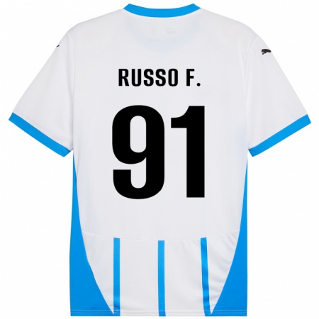 Kandiny Niño Camiseta Flavio Russo #91 Blanco Azul 2ª Equipación 2024/25 La Camisa Chile