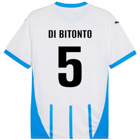 Kandiny Niño Camiseta Alessandro Di Bitonto #5 Blanco Azul 2ª Equipación 2024/25 La Camisa Chile