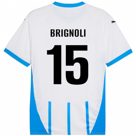 Kandiny Niño Camiseta Benedetta Brignoli #15 Blanco Azul 2ª Equipación 2024/25 La Camisa Chile