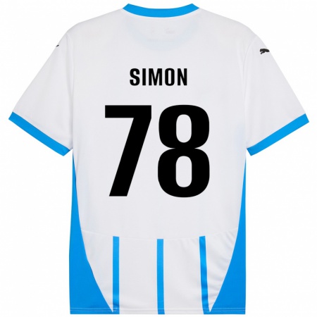 Kandiny Niño Camiseta Bénédicte Simon #78 Blanco Azul 2ª Equipación 2024/25 La Camisa Chile