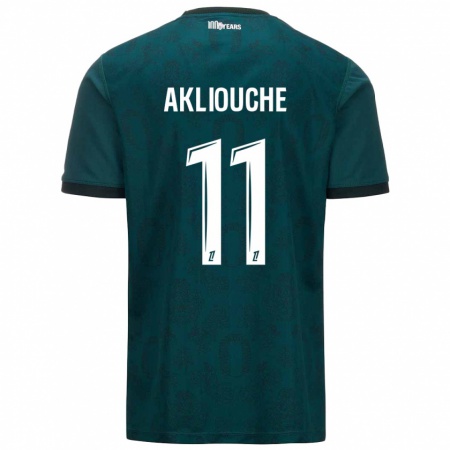 Kandiny Niño Camiseta Maghnes Akliouche #11 Verde Oscuro 2ª Equipación 2024/25 La Camisa Chile