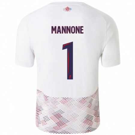 Kandiny Niño Camiseta Vito Mannone #1 Blanco Azul Real 2ª Equipación 2024/25 La Camisa Chile