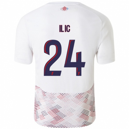 Kandiny Niño Camiseta Andrej Ilic #24 Blanco Azul Real 2ª Equipación 2024/25 La Camisa Chile