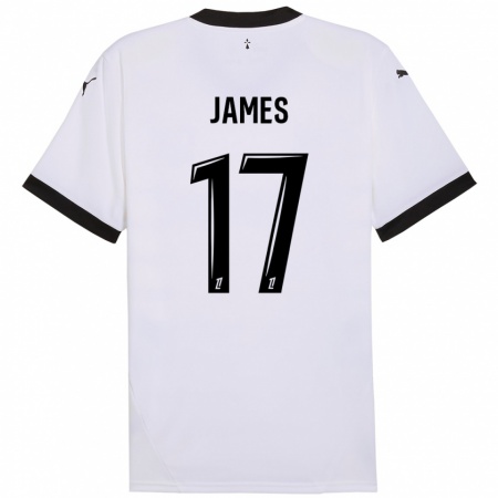 Kandiny Niño Camiseta Jordan James #17 Blanco Negro 2ª Equipación 2024/25 La Camisa Chile