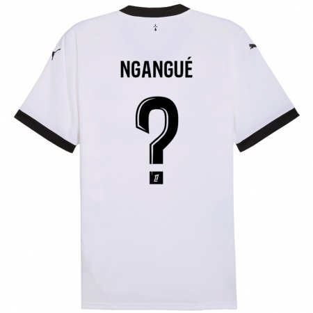 Kandiny Niño Camiseta Maurice Ngangué #0 Blanco Negro 2ª Equipación 2024/25 La Camisa Chile