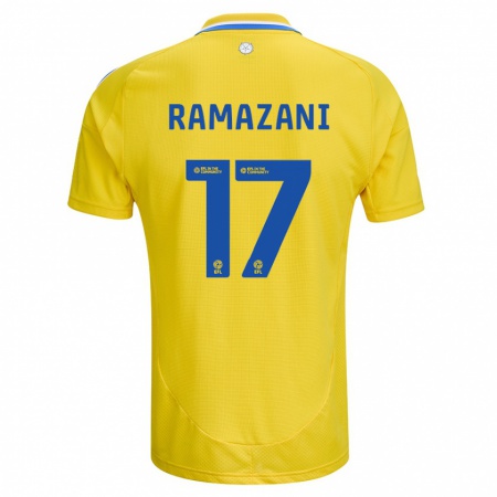 Kandiny Niño Camiseta Largie Ramazani #17 Amarillo Azul 2ª Equipación 2024/25 La Camisa Chile